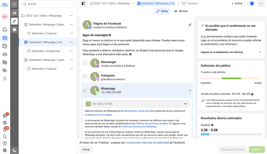 Realiza anuncios de FacebookAds